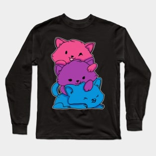 bisexual lgbt cat pride flag kawaii Long Sleeve T-Shirt